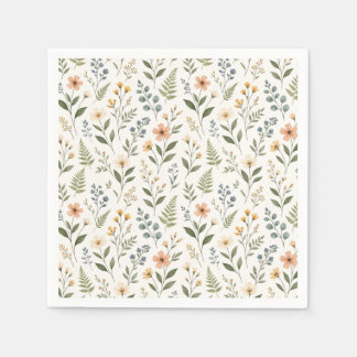 Guardanapo De Papel Flores silvestres em cores neutras
