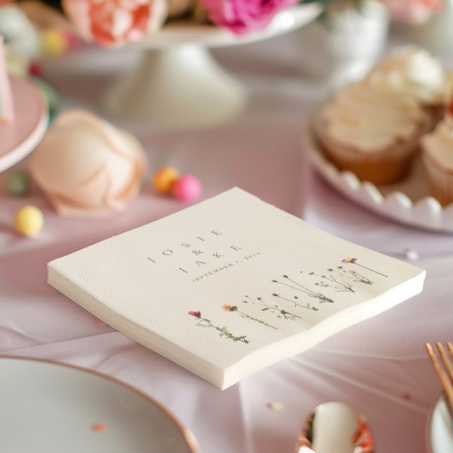 Guardanapo De Papel Flores silvestres modernas Napkins (Modern and minimalist napkins featuring a beautiful wild flowers illustration.)