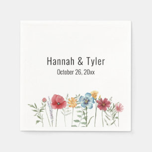 Guardanapo De Papel Flores Silvestres Personalizadas Aquarela Multicol