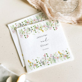 Guardanapo De Papel Flores Silvestres Roteiro Minimalista de Casamento
