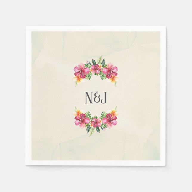 Guardanapo De Papel Flores Tropicais De Aloha Florais, Partido Botânic (Frente)