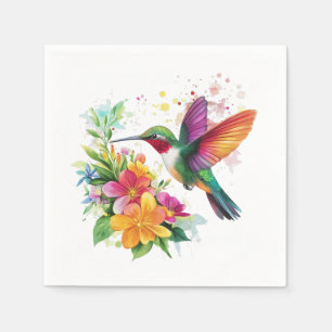 Guardanapo De Papel Flores Tropicais De Hummingbird