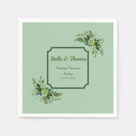 Guardanapo De Papel Flores Verde Emerald Personalizáveis Casando Napki