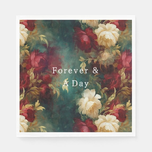 Guardanapo De Papel Flores Verdes Brancas Vermelhas (Frente)