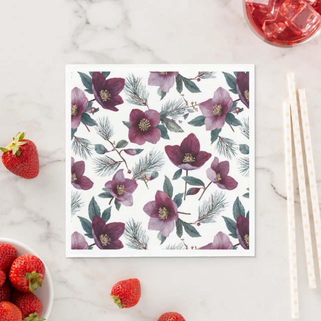 Guardanapo De Papel Flores Vermelhas Borgonha (Insitu)