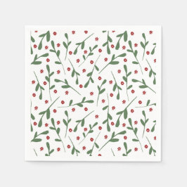 Guardanapo De Papel Flores vermelhas, padrão das folhas verdes