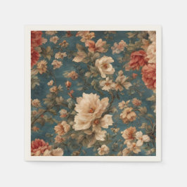 Guardanapo De Papel Flores Vermelhos Esforçadas, Brancas e Corais Esma