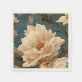 Guardanapo De Papel Flores Vermelhos Esforçadas, Brancas e Corais Esma