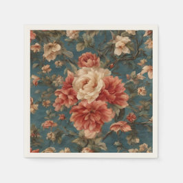 Guardanapo De Papel Flores Vermelhos Esforçadas, Brancas e Corais Esma