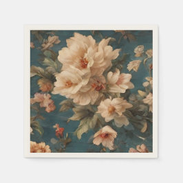 Guardanapo De Papel Flores Vermelhos Esforçadas, Brancas e Corais Esma