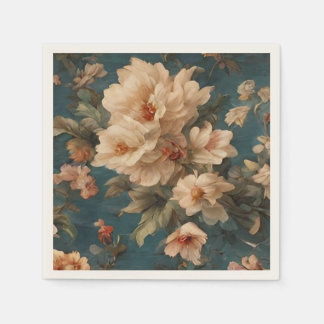 Guardanapo De Papel Flores Vermelhos Esforçadas, Brancas e Corais Esma
