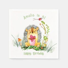 Guardanapo De Papel Floresta de Madeira Hedgehog Cute Aniversário