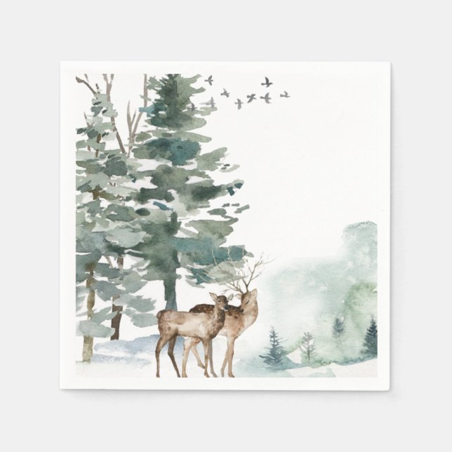 Guardanapo De Papel Floresta Florestal de Aquarela (Frente)