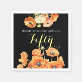 Guardanapo De Papel Floresta Laranja Elegante de Outono Floral 50ª Fes