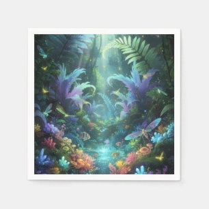 Guardanapo De Papel Floresta Mágica Enluarada Bioluinescente