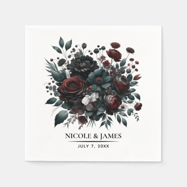 Guardanapo De Papel Floresta Moody Flores Elegantes Casamento Floral (Frente)