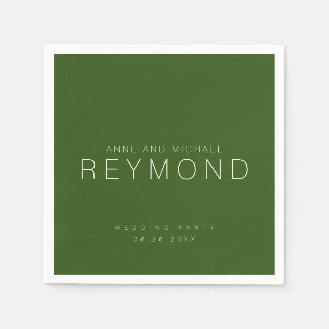 Guardanapo De Papel Floresta Nupcial Minimalista Verde (Frente)