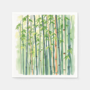 Guardanapo De Papel Floresta Pacífica de Bambu em Aquarela