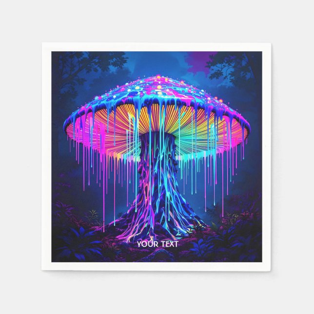 Guardanapo De Papel Floresta Surreal Fantasy Cute Mushroom (Frente)
