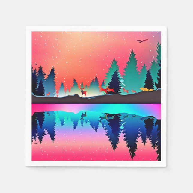 Guardanapo De Papel Florestas cervejeiras aurora borealis (Frente)