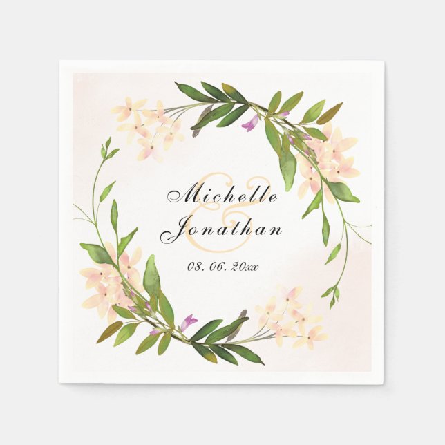 Guardanapo De Papel Florestas de Jardim Rosa Elegante Casamento Verde (Frente)