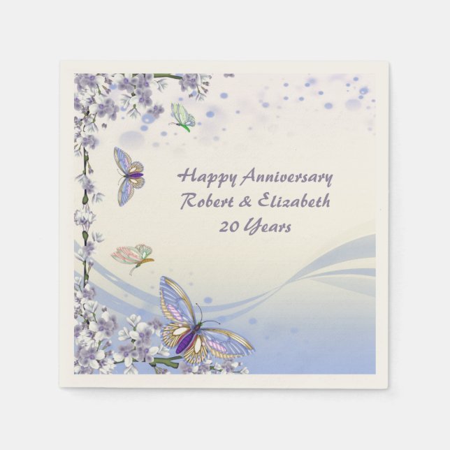 Guardanapo De Papel Florestas roxas e borboletas Personalizam Partido (Frente)