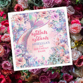 Guardanapo De Papel Flower Glitter Mermaid Tail 2nd Birthday
