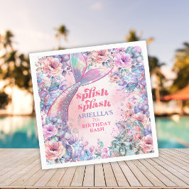 Guardanapo De Papel Flower Glitter Mermaid Tail 7th Birthday