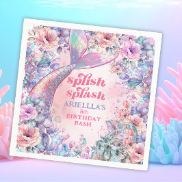 Guardanapo De Papel Flower Glitter Mermaid Tail 8th Birthday