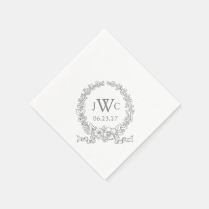 Guardanapo De Papel Flower Wreath Vintage Cinzas Versalhes Monogramad