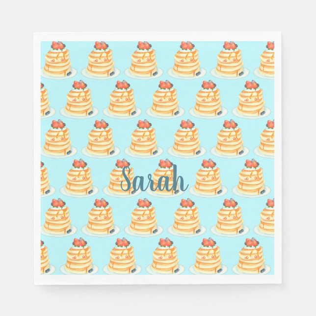 Guardanapo De Papel Fluffy Pancakes Com Xarope, Fruta E Creme De Mapea (Frente)