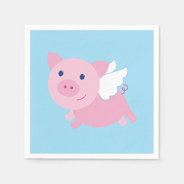 Guardanapo De Papel Flying Pig Cute Party Napkins (Frente)
