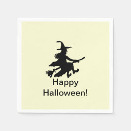 Guardanapo De Papel Flying Witch Yellow - Happy Halloween Paper Napkin