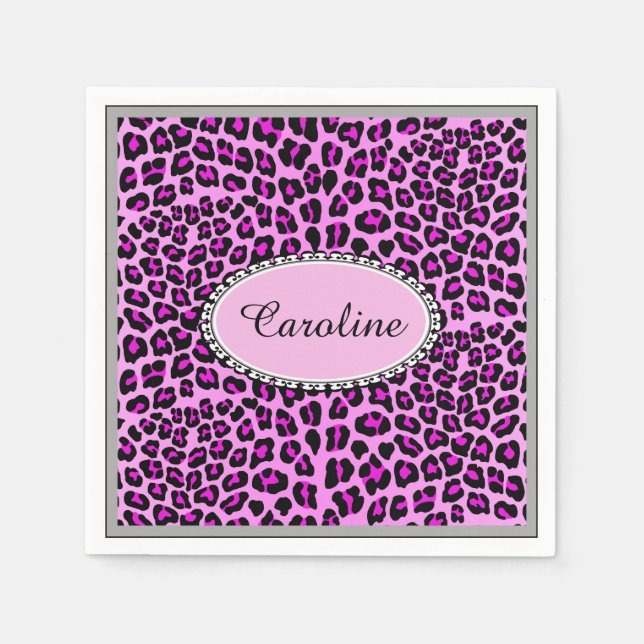 Guardanapo De Papel Fofa personalizada rosa leopardo chita (Frente)