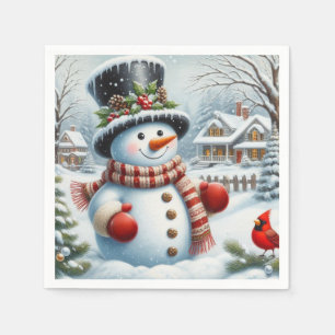 Guardanapo De Papel Fofo, Natal Vintage/ Caprichoso/ boneco de neve de