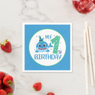 Guardanapo De Papel fofo unisex baby shark Primeiro Aniversário