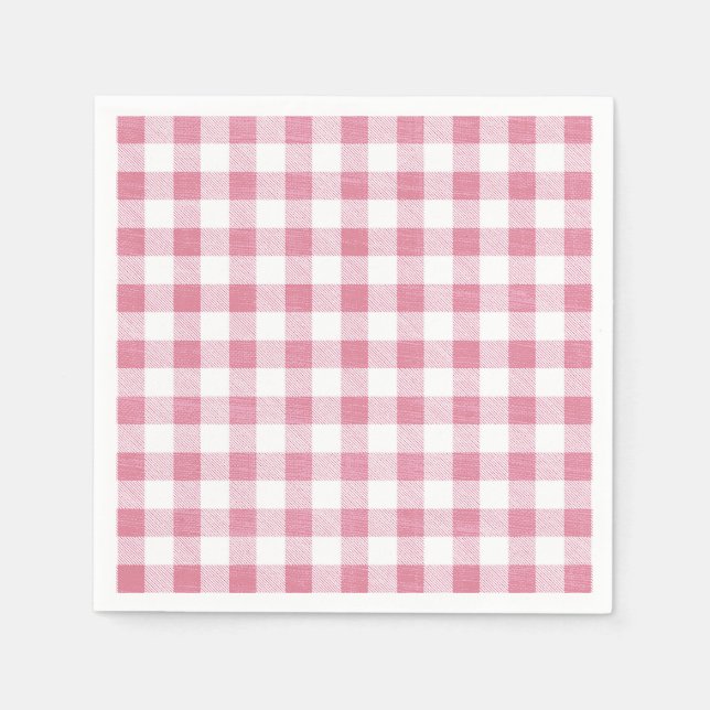 Guardanapo De Papel Fofo Xadrez Rosa Gingham Preppy Simples Feminino (Frente)