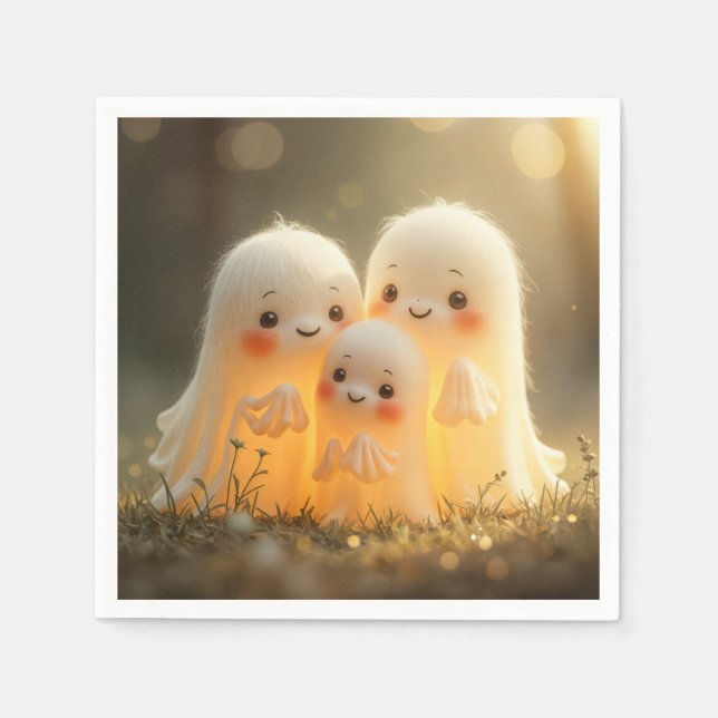 Guardanapo De Papel Fofuras de Fantasmas de Halloween (Frente)
