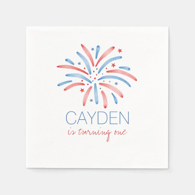 Guardanapo De Papel Fogo de 4 de julho de aniversário (Frente)