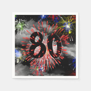 Guardanapo De Papel Fogos De Aniversário De 80 em Nuvens Napkins