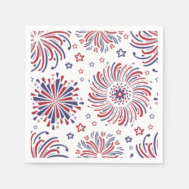 Guardanapo De Papel Fogos de artifício 4 de julho Napkins (Frente)