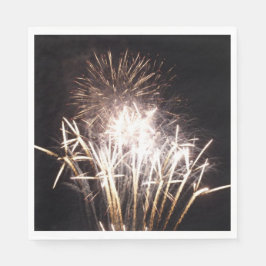 Guardanapo De Papel Fogos de Artifício Brancos e Dourados I Celebração