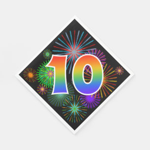 Guardanapo De Papel Fogos-de-artifício coloridos + Teste padrão "10"
