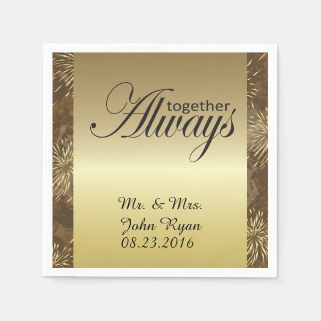 Guardanapo De Papel Fogos de artifício de casamento de ouros (Frente)