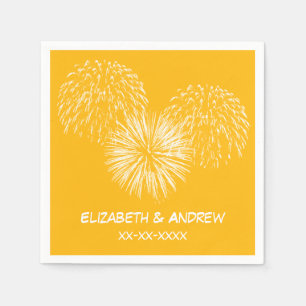 Guardanapo De Papel Fogos de artifício, Fundo de Goldenrod, Monograma 