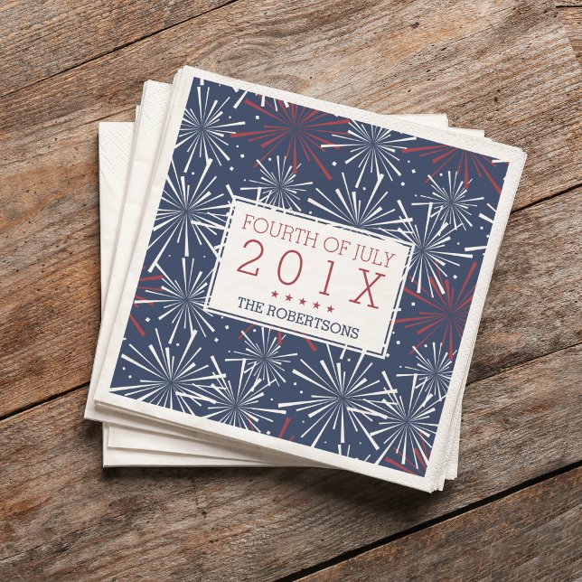 Guardanapo De Papel Fogos de artifício vermelhos, brancos e azuis 4 de (Criador carregado)