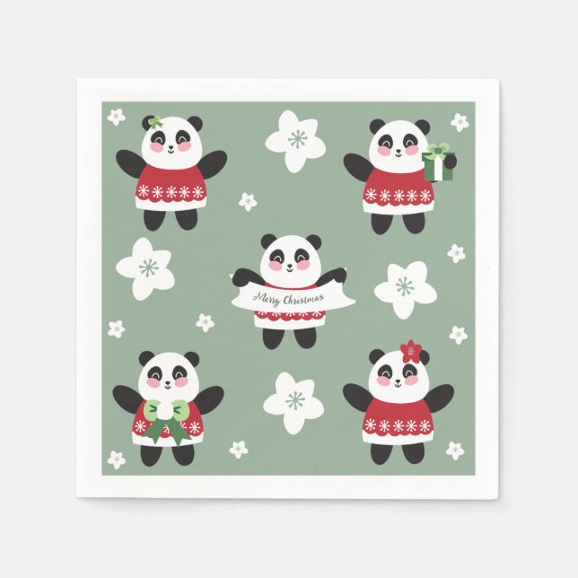 Guardanapo De Papel Fogueira de Natal Panda (Frente)