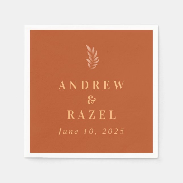 Guardanapo De Papel Folgas de Casamento de Boho Elegante Moderno (Frente)