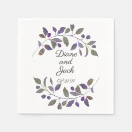 Guardanapo De Papel Folha de Aquarela de Casamento Roxo