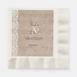 Guardanapo De Papel Folha de Música Romântica Vintage e Casamento de L